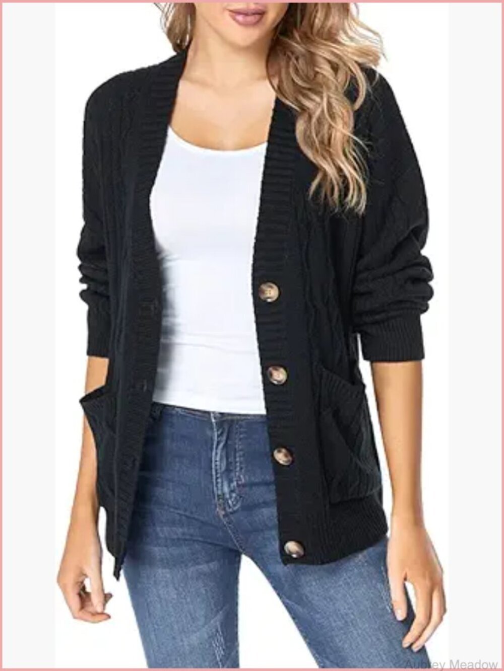 Oversized Chunky Knit Cardigan Sweater with Pockets